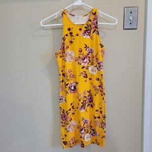Girls Heart & Hips Mustard Yellow all over floral dress size S